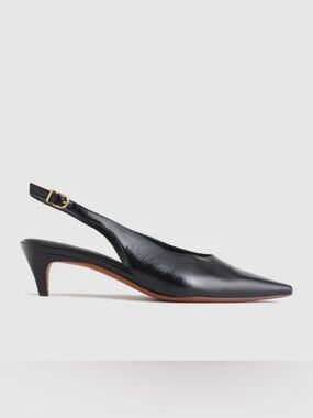 NEW Madewell Kitten-Heel Slingback Pumps in Crinkle Patent Leather